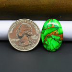 Natural Emerald Dahlia Oval Cabochon 24x16mm 13ct - vivid green with copper matrix - Pedra Gems.