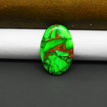 Natural Emerald Dahlia Oval Cabochon 24x16mm 13ct - vivid green with copper matrix - Pedra Gems.