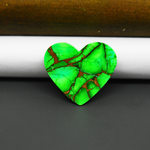Natural Emerald Dahlia Heart Cabochon 22x24mm 18.5ct - vivid green with copper matrix - Pedra Gems.