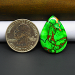 Natural Emerald Dahlia Pear Cabochon 27x19mm 17.5ct - vivid green with copper matrix - Pedra Gems.
