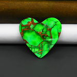 Natural Emerald Dahlia Heart Cabochon 32x30mm 32.5ct - vivid green with copper matrix - Pedra Gems.