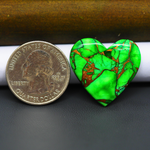 Natural Emerald Dahlia Heart Cabochon 25x26mm 23ct - vivid green with copper matrix - Pedra Gems.