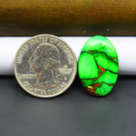 Natural Emerald Dahlia Oval Cabochon 23x15mm 12ct - vivid green with copper matrix - Pedra Gems.