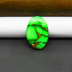 Natural Emerald Dahlia Oval Cabochon 23x15mm 12ct - vivid green with copper matrix - Pedra Gems.