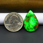 Natural Emerald Dahlia Pear Cabochon 27x18mm 15.5ct - vivid green with copper matrix - Pedra Gems.