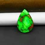 Natural Emerald Dahlia Pear Cabochon 27x18mm 15.5ct - vivid green with copper matrix - Pedra Gems.