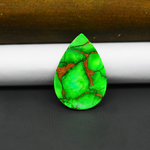Natural Emerald Dahlia Pear Cabochon 27x18mm 15.5ct - vivid green with copper matrix - Pedra Gems.