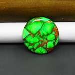 Natural Emerald Dahlia Round Cabochon 26x26mm 23.5ct - vivid green with copper matrix - Pedra Gems.