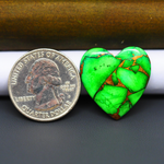 Natural Emerald Dahlia Heart Cabochon 23x23mm 18ct - vivid green with copper matrix - Pedra Gems.