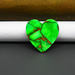 Natural Emerald Dahlia Heart Cabochon 23x23mm 18ct - vivid green with copper matrix - Pedra Gems.