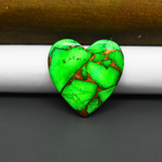 Natural Emerald Dahlia Heart Cabochon 23x23mm 18ct - vivid green with copper matrix - Pedra Gems.