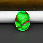 Natural Emerald Dahlia Oval Cabochon 24x18mm 16.5ct - vivid green with copper matrix - Pedra Gems.