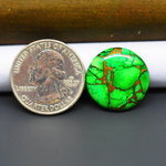 Natural Emerald Dahlia Round Cabochon 20x20mm 17ct - vivid green with copper matrix - Pedra Gems.