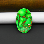Natural Emerald Dahlia Oval Cabochon 30x19mm 21.5ct - vivid green with copper matrix - Pedra Gems.