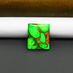 Natural Emerald Dahlia Rectangle Cabochon 18x15mm 14ct - vivid green with copper matrix - Pedra Gems.