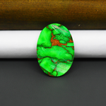 Natural Emerald Dahlia Oval Cabochon 28x20mm 22.5ct - vivid green with copper matrix - Pedra Gems.