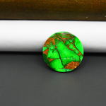 Natural Emerald Dahlia Round Cabochon 18x18mm 13.5ct - vivid green with copper matrix - Pedra Gems.