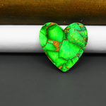 Natural Emerald Dahlia Heart Cabochon 25x25mm 12.5ct - vivid green with copper matrix - Pedra Gems.