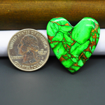 Natural Emerald Dahlia Heart Cabochon 32x30mm 34.5ct - vivid green with copper matrix - Pedra Gems.