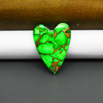 Natural Emerald Dahlia Heart Cabochon 25x19mm 17.5ct - vivid green with copper matrix - Pedra Gems.