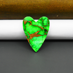 Natural Emerald Dahlia Heart Cabochon 25x19mm 17.5ct - vivid green with copper matrix - Pedra Gems.