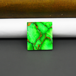 Natural Emerald Dahlia Rectangle Cabochon 21x18mm 17ct - vivid green with copper matrix - Pedra Gems.