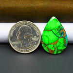 Natural Emerald Dahlia Pear Cabochon 28x19mm 15ct - vivid green with copper matrix - Pedra Gems.