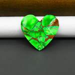 Natural Emerald Dahlia Heart Cabochon 24x26mm 20ct - vivid green with copper matrix - Pedra Gems.