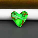 Natural Emerald Dahlia Heart Cabochon 21x22mm 14ct - vivid green with copper matrix - Pedra Gems.