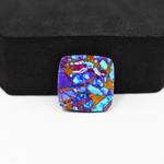 Stabilized Purple Mohave (Mojave) Turquoise Cushion Cabochon 16x16x4mm 12ct - purple with blue Kingman turquoise nuggets and bronze veining - Pedra Gems.