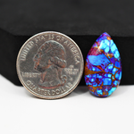 Stabilized Purple Mohave (Mojave) Turquoise Pear Cabochon 23x15x4mm 10.5ct - purple with blue Kingman turquoise nuggets and bronze veining - Pedra Gems.