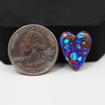 Stabilized Purple Mohave (Mojave) Turquoise Heart Cabochon 19x15x4mm 9.5ct - purple with blue Kingman turquoise nuggets and bronze veining - Pedra Gems.