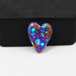 Stabilized Purple Mohave (Mojave) Turquoise Heart Cabochon 19x15x4mm 9.5ct - purple with blue Kingman turquoise nuggets and bronze veining - Pedra Gems.