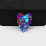 Stabilized Purple Mohave (Mojave) Turquoise Heart Cabochon 19x15x4mm 9.5ct - purple with blue Kingman turquoise nuggets and bronze veining - Pedra Gems.