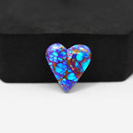 Stabilized Purple Mohave (Mojave) Turquoise Heart Cabochon 18x16x4mm 11ct - purple with blue Kingman turquoise nuggets and bronze veining - Pedra Gems.