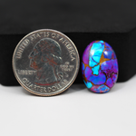 Stabilized Purple Mohave (Mojave) Turquoise Oval Cabochon 19x13x5mm 10.5ct - purple with blue Kingman turquoise nuggets and bronze veining - Pedra Gems.