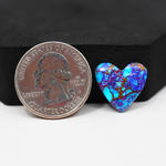 Stabilized Purple Mohave (Mojave) Turquoise Heart Cabochon 16x15x4mm 6.5ct - purple with blue Kingman turquoise nuggets and bronze veining - Pedra Gems.