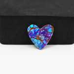 Stabilized Purple Mohave (Mojave) Turquoise Heart Cabochon 16x15x4mm 6.5ct - purple with blue Kingman turquoise nuggets and bronze veining - Pedra Gems.