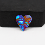 Stabilized Purple Mohave (Mojave) Turquoise Heart Cabochon 18x17x4mm 10ct - purple with blue Kingman turquoise nuggets and bronze veining - Pedra Gems.