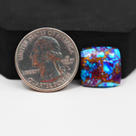 Stabilized Purple Mohave (Mojave) Turquoise Cushion Cabochon 15x16x4mm 10ct - purple with blue Kingman turquoise nuggets and bronze veining - Pedra Gems.