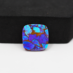 Stabilized Purple Mohave (Mojave) Turquoise Cushion Cabochon 17x17x4mm 13.5ct - purple with blue Kingman turquoise nuggets and bronze veining - Pedra Gems.