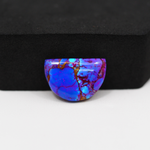 Stabilized Purple Mohave (Mojave) Turquoise Half Moon Cabochon 19x13x4mm 9ct - purple with blue Kingman turquoise nuggets and bronze veining - Pedra Gems.