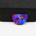Stabilized Purple Mohave (Mojave) Turquoise Half Moon Cabochon 19x13x4mm 9ct - purple with blue Kingman turquoise nuggets and bronze veining - Pedra Gems.