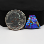 Stabilized Purple Mohave (Mojave) Turquoise Trapezoid Cabochon 16x17x4mm 10.5ct - purple with blue Kingman turquoise nuggets and bronze veining - Pedra Gems.