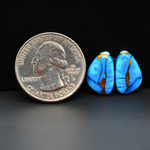 Kingman Ice Blue Dahlia Composite Freeform Cabochon Pair 15x9x3mm 8ct - icy blue and white stone with copper veining - Pedra Gems