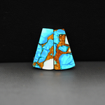 Kingman Ice Blue Dahlia Composite Trapezoid Cabochon Pair 21x10x3mm 12ct - icy blue and white stone with copper veining - Pedra Gems