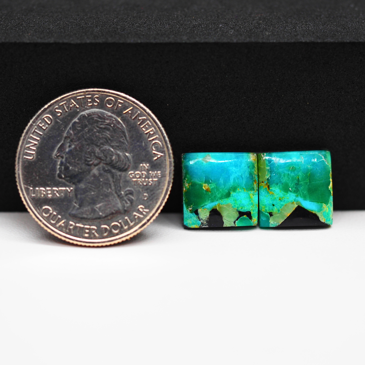 Mohave Buffalo composite pair 12x12x3mm 8.5ct square cabochon Kingman - photo 1