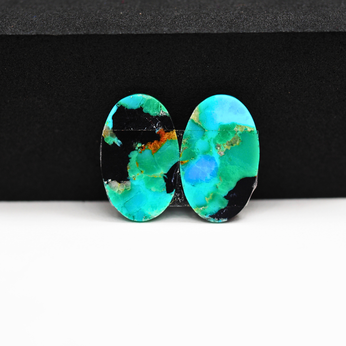 Mohave Buffalo composite pair 20x12x3mm 13ct oval cabochon Kingman - photo 3