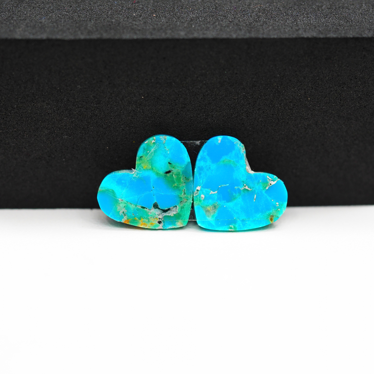 Mohave Buffalo composite pair 13x16x3mm 9ct heart cabochon Kingman - photo 3