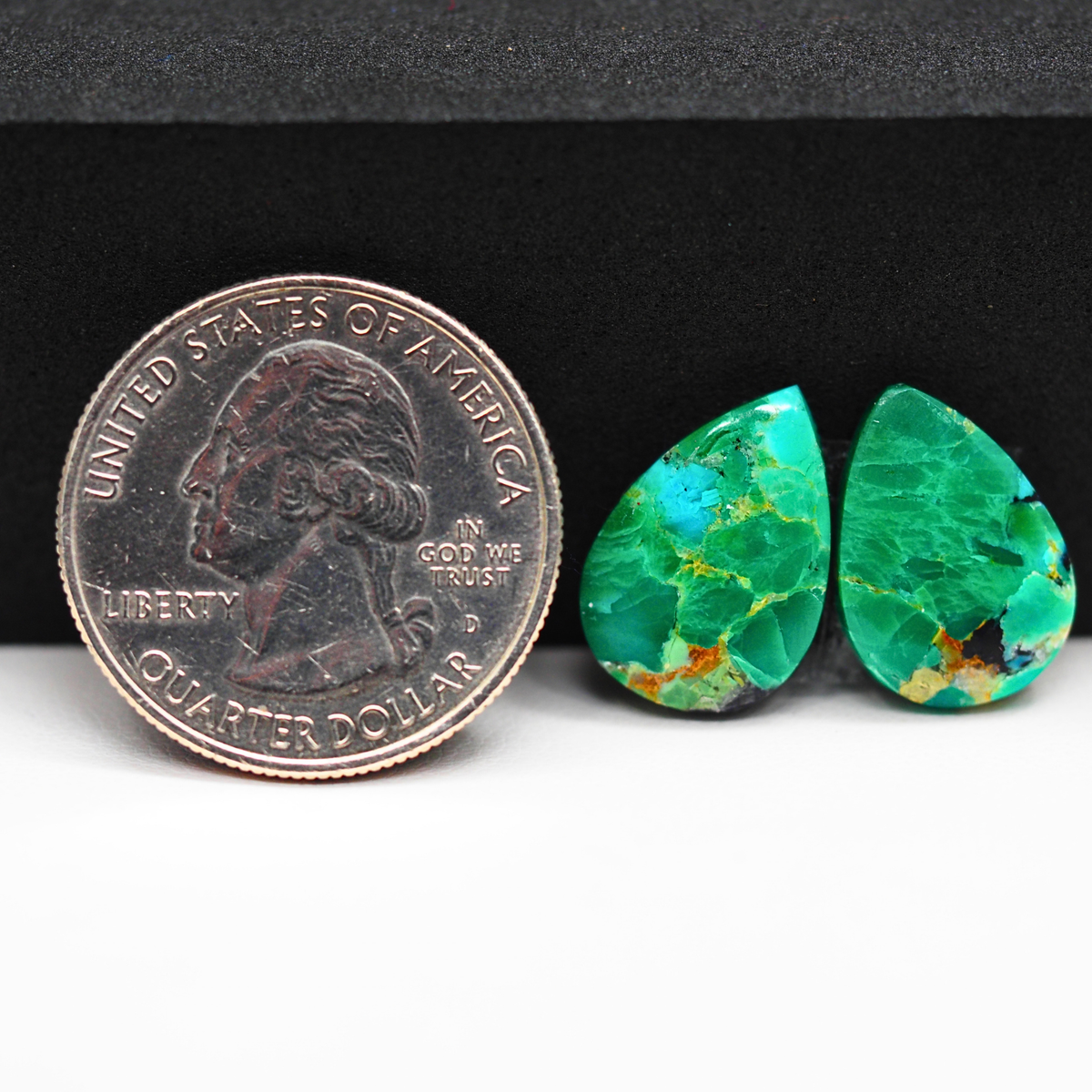 Mohave Buffalo composite pair 16x11x3mm 10ct pear cabochon Kingman - photo 1